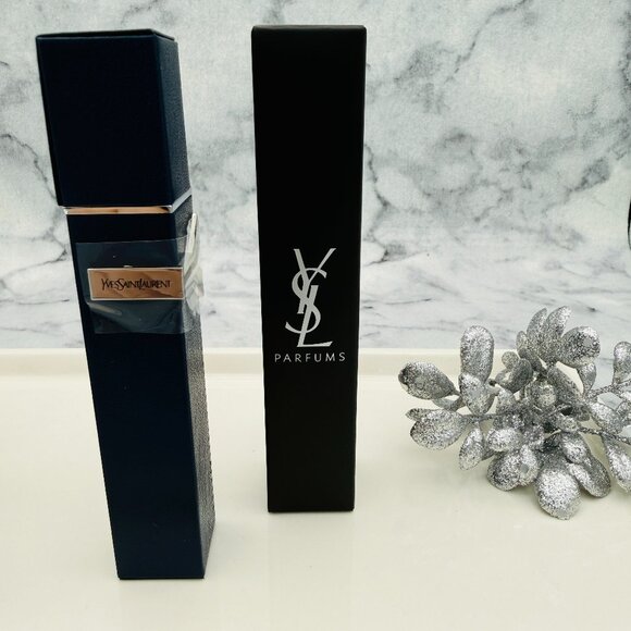 Yves Saint Laurent Y Parfums Navy Travel Case for Men, Silver Y Logo, Boxed-NEW - Picture 3 of 13